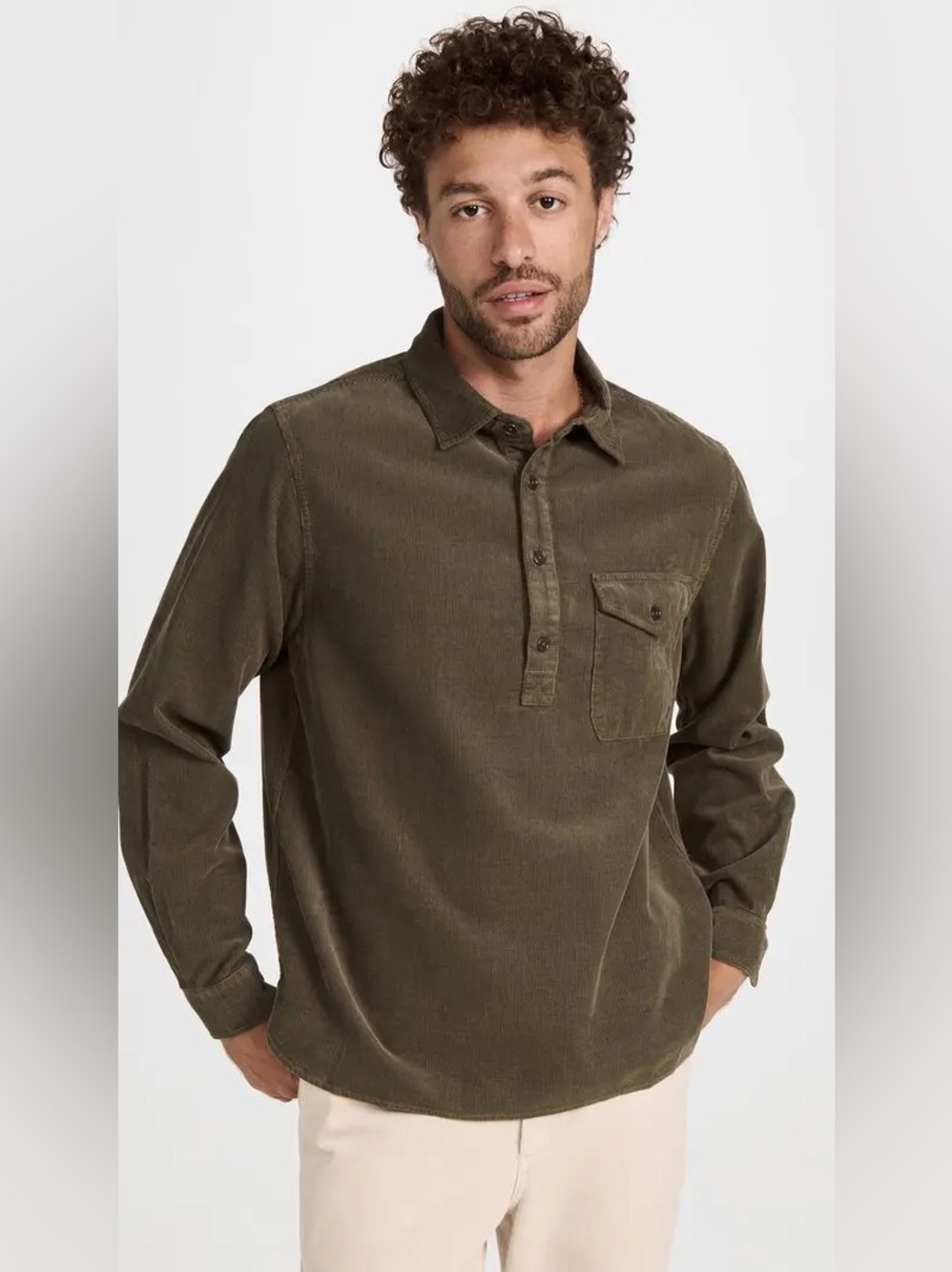 Alex Mill Carter Popover Corduroy Shirt Umber Brown Size M